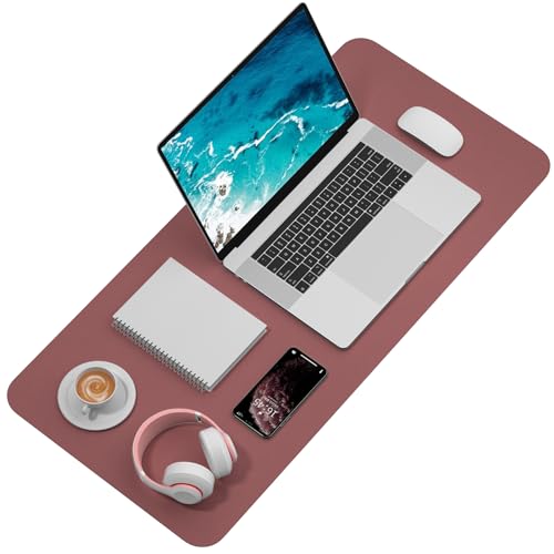 Hsurbtra Desk Pad, 35.5" x 17" PU Leather Desk Mat, XXL Extended Mouse Pad, Waterproof Desktop Blotter Protector, Non-Slip Ultra Thin Large Laptop Keyboard Writing Mat for Office Home, Brick Red - color: Brick Red, size: 35.5" x 17"