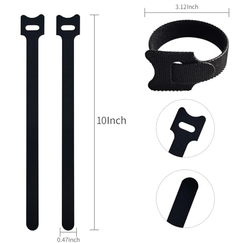 120 PCS 10 Inches Black Reusable Cable Ties,Multi-purpose Adjustable Cord Straps,Cable Organizer,Cord Wrap and Hook Loop Cords Management,Adjustable Cord Ties for Home,Garden,Office,Data Centers - size: 10inches-120PCS