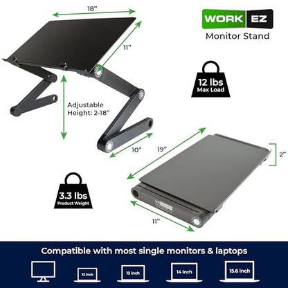 WorkEZ Monitor Stand, Single Mount Height Adjustable Monitor Riser for Desk, Ergonomic Desktop Computer Stand