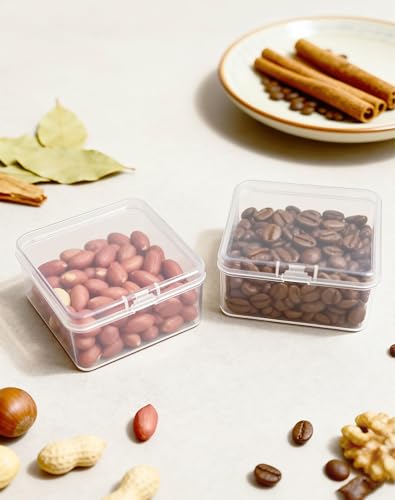 17 Pack Clear Plastic Storage Boxes with Lids,Beading Storage 3x3x1.4 Inches Square Organizer Containers for Small Parts, Crafts, Jewelry, SMT Components