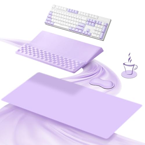 Ospelelf Keyboard Wrist Rest Stand Pad and Ergonomic Mouse Pad Set with Large Mousepad, Memory Foam Comfort, Premium Office Desk Accessories for Pain Relief, Purple - color: Purple