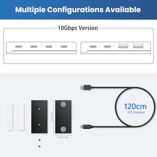 EJAY 5-in-1 Magnetic USB 3.0 Hub with SD/TF Card Reader, 5Gbps USB Data Hub for Desk, Magnetic Hub for PC Case, Powered USB 3.0 Hub Desk Mount for MacBook, PC, 3-Way Mounting, Black - color: Black