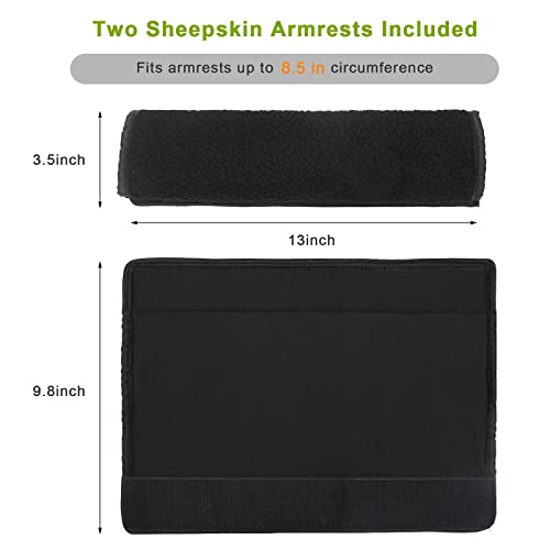 AHIER Wheelchair Armrest Pads, 2PCS Sheepskin Fleece Wheelchair Armrest Covers, Non Slip Arm Rest Cover Cushion pad for Wheelchairs - color: Black