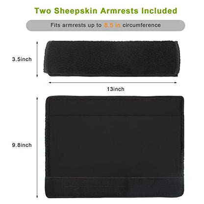AHIER Wheelchair Armrest Pads, 2PCS Sheepskin Fleece Wheelchair Armrest Covers, Non Slip Arm Rest Cover Cushion pad for Wheelchairs - color: Black