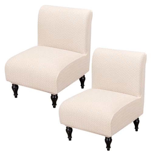 FUANGUI Armless Accent Chair Cover Slipcover, Stretch Spandex Chair Covers for Living Room Removable Washable for Armless Chair Furniture Protector - color: A8, size: 2pcs