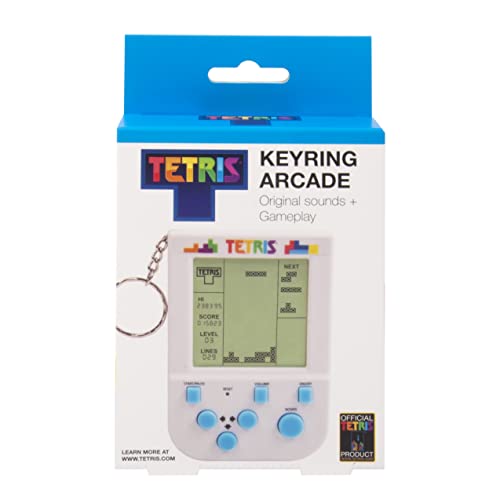 Tetris Keyring Handheld Arcade Game - Retro Mini Portable Handheld Tetris Game for Kids and Adults. Traditional Game Play with 15 Retro Gaming Levels Including Original Tetris Gameplay & Sounds.