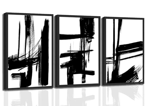 3Pcs Black and White Canvas Wall Art Modern Abstract Paintings Minimalist Line Posters Prints Wall Decor Black and white picture Artwork for Living room Bedroom Bathroom Office Home12x16in Unframed - color: poster, size: 12x16inx3pcs poster
