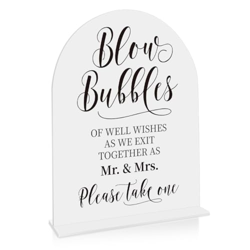 Wedding Blow Bubbles Sign, Blow Bubbles Desk Decor, Wedding Ceremony Party Reception Table Desk Acrylic Decor 8x10 Inch - color: blow bubbles 8x10