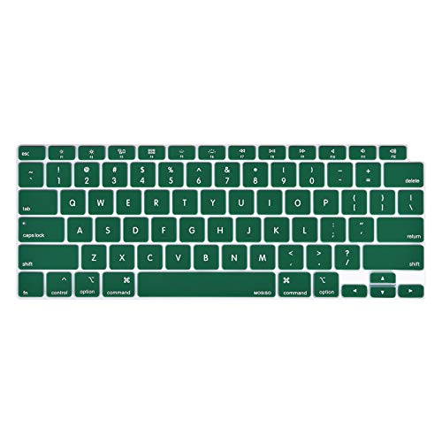 MOSISO Keyboard Cover Compatible with MacBook Air 13 inch 2022 2021 2020 Release A2337 M1 A2179 Retina Display with Touch ID Backlit Magic Keyboard, Waterproof Protective Silicone Skin, Peacock Green - color: Peacock Green