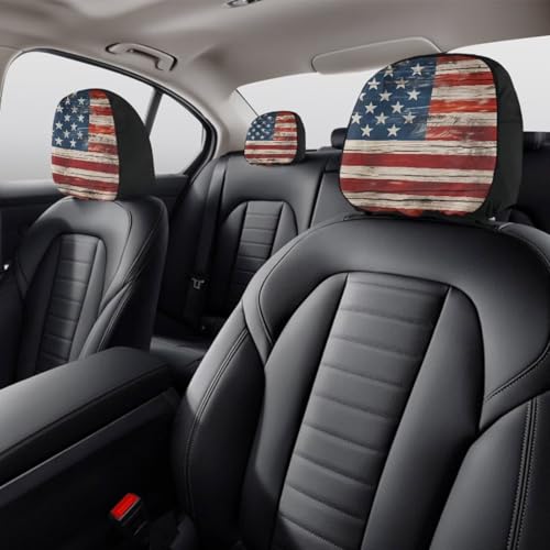 American Flag Auto Head Rest Cover 2Pcs Soft Stretchy Car Seat HeadRest Cover Protector,Universal Head Rest Covering for SUV Truck Vehicles - color: American flag