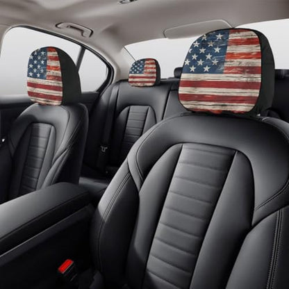 American Flag Auto Head Rest Cover 2Pcs Soft Stretchy Car Seat HeadRest Cover Protector,Universal Head Rest Covering for SUV Truck Vehicles - color: American flag
