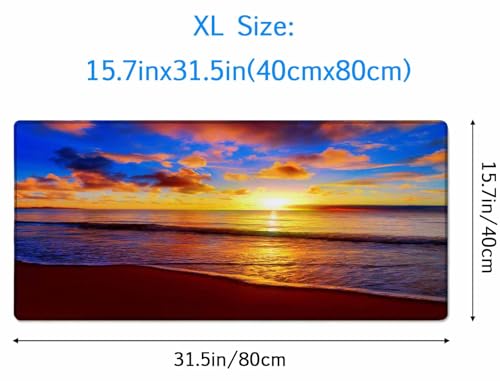 Large Extended Gaming Mouse Pad with Stitched Edges, Non-Slip Rubber Base Mouse Pad for Office, Computer, Keyboard, Laptop and Home Desk Pad 31.5X15.7 Inch Sunset Beach - color: Sunset Beach, size: 31.5L x 15.7W inches