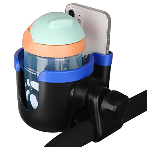 Accmor Stroller Cup Holder with Phone Holder, Bike Cup Holder, Universal Cup Holder for Uppababy Nuna Doona Strollers, 2-in-1 Cup Holder for Walker, Wheelchair, Scooter - color: Mix Blue