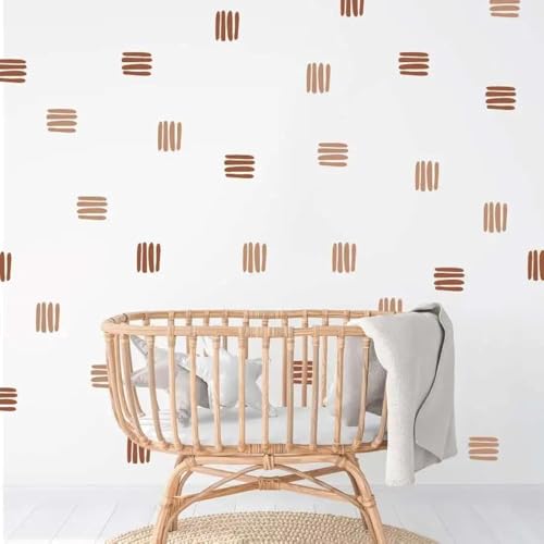 12x36 Inch Set Boho Three Line Brown Wall Decal- Geometrical Shape Themed DIY Boho Mural Set - 24 Pcs Wall Stickers for Kitchen, Nursery, Office Decor - 3.5x2.5 Inch Decals (Boho Line Brown) - color: Boho Line Brown