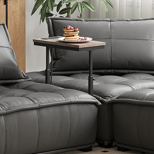 TUTOTAK End Table with Charging Station, Side Table, Tall Couch Table, Sofa Table, Living Room, Bedroom,Greige TB01BG084 - color: Greige, size: 1 Pack, style: With Plug
