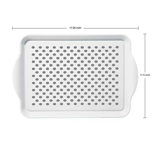 OGGI Anti Slip Serving Tray with Handles- White Rectangle Server - Ideal for Eating, Breakfast Tray, Food Tray, Appetizer, Serving - color: White, size: 17.3" x 11.5" x 1.3"
