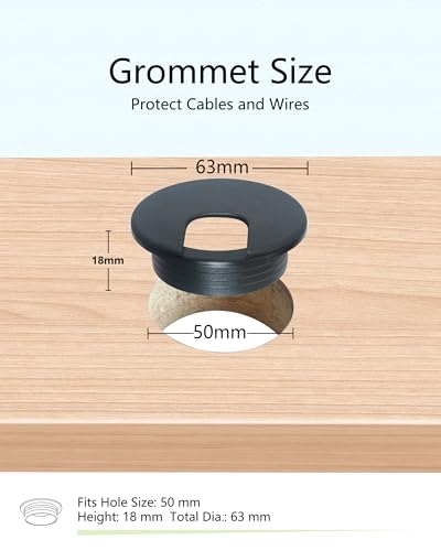 6 Pack Desk Grommet 2 Inch (50 mm) Bi-Metal Hole Saw Kit | with Cord Wrap Coiled Tube Management,2 m Cable Sleeve Organizer with Table Hole Cover