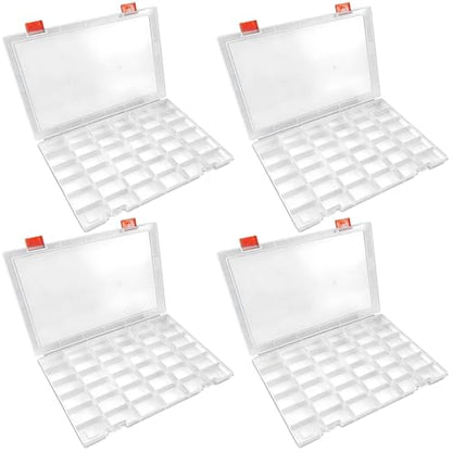 Varku 4 Pcs Plastic Organizer Box, 36 Grids Compartments, Clear Bead Storage Containers, Fixed Dividers, 11.1 x 7.6 x 0.8 in Versatile Craft Box for Parts, Jewelry - size: 4Pcs 36 Grids