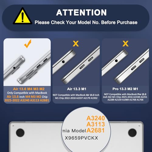 MOSISO Ultra-Thin & Seamlessly Closes Cover Compatible with MacBook Air 13 inch Case M5 M4 M3 M2 2026-2022 A3449 A3240 A3113 A2681, 2 in 1 Kit Anti-Fingerprints Shell for Mac Air 13.6,Space Gray Clear - color: Space Gray Clear