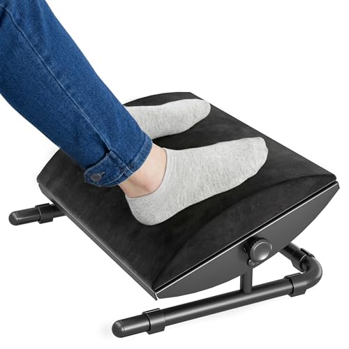 PEGZONE Ergonomic Foot Rest Under Desk, Adjustable Footrest with Removable Memory Foam and Non-Slip Steel Base, Washable Cover, Desk Foot Stool for Home Office and Study, Black