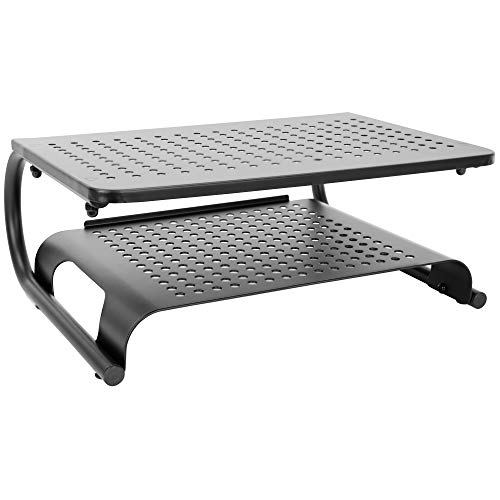Mount-It! 2 Tier Desk Organizer Riser | Computer Monitor Stand with Keyboard Storage Shelf for Desktops, Laptops, Printers, Home Office Space Saver (2 Shelves)