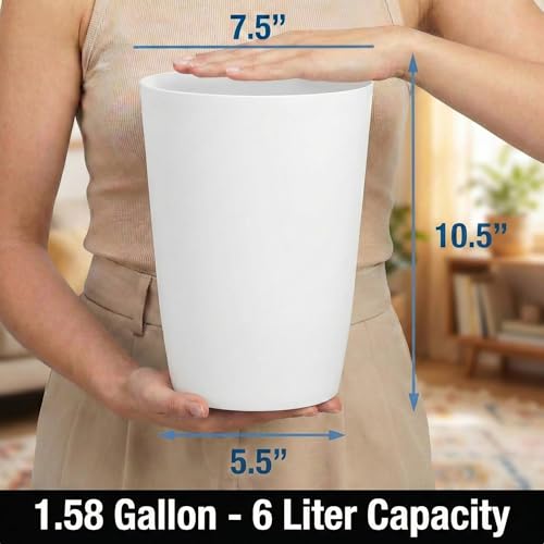 Mini Waste Basket - Durable Small Plastic Garbage Trash Can Bin - Lidless Open-Top, Slim Profile for Compact Spaces - Suitable for Home, Bathroom, Office, Bedroom, Kitchen and More, White - color: White