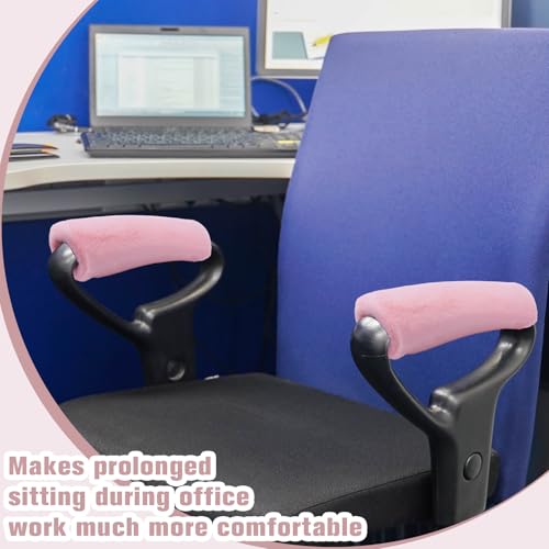 Threlaco 2 Pcs Wheelchair Armrest Covers Soft Fluffy Foam Wheelchair Armrest Pads Non Slip Arm Rest Cover Cushion Pad for Armchairs Office Chairs (Pink) - color: Pink