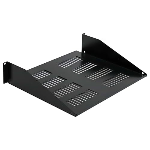 Aeons 2U 19-inch Universal Server Shelf Rack Mount Vented Cantilever Center Mount Shelf 15" Deep, Fixed Server Rack Cabinet Shelf Black - style: 2U-15" Vented