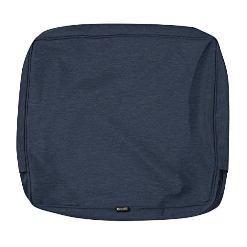 Classic Accessories Montlake Water-Resistant 21 x 20 x 4 Inch Outdoor Back Cushion Slip Cover, Patio Furniture Cushion Cover, Heather Indigo Blue, Patio Furniture Cushion Covers - color: Heather Indigo, size: 21 x 20 x 4 Inch