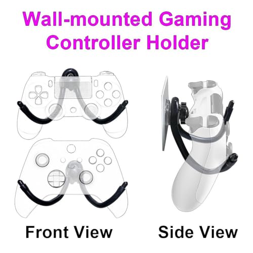 Moldable Adhesive Wall Hooks, Bendable Controller Mount for Gaming, Universal Headset & Router Holder, No Drill Peel & Stick, Silicone Material, 4 Pack (2W/2B)