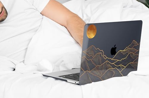 DONGKE Compatible with MacBook Pro 13 inch Case 2024 2023-2020 Release A2338 M2/M1 A2251 A2289 with Retina Display & Touch ID, Plastic Hard Shell & Keyboard Cover & Screen Film - Abstract Mountain - color: Abstract Mountain X692
