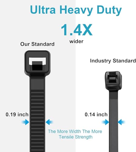 12 Inch Zip Ties Double Sided Toothed (Bulk 1000 Pack),100 LBS Tensile Strength Heavy Duty Cable Wire Ties With Self-Locking Adjustable More Durable Nylon Tie Wraps for Indoor Outdoor - size: 12 inch 1000 Pack （100 Lbs ）