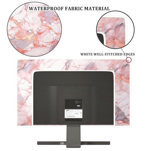 Waterproof Weatherproof Television Cover 32 Inch Anti-Static Dustproof Protective Full Body Cover for TV Screen Sleeve Compatible with Television LED LCD OLED TVs，Pink Marble - color: Pink, size: 32 Inch