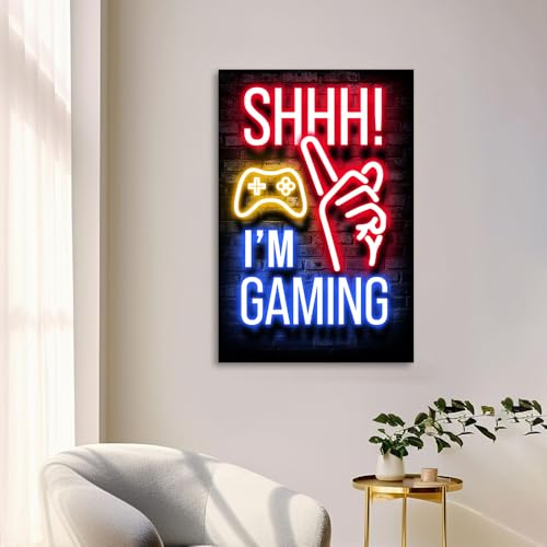 1PC Shhh I am Gaming, Canvas Painting, Wall Art Poster for Home Decoration, 30 * 45/12 * 18 inches, unframed - size: 12"L x 18"W
