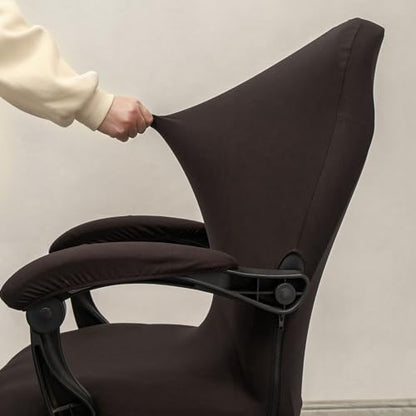 Melaluxe Office Chair Cover with Arm Covers - Universal Stretch Desk Chair Cover, Computer Chair Slipcovers (Size: L) - Coffee - color: Coffee, size: Large with Arm Cover
