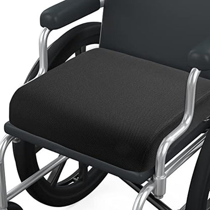 YOUFI Thick Memory Foam & Gel Seat Cushion, 18"X16"X4" Large Chair Cushion for Wheelchair Mobility Scooters, with Non-Slip Bottom and Carry Handle (Black) - color: Black