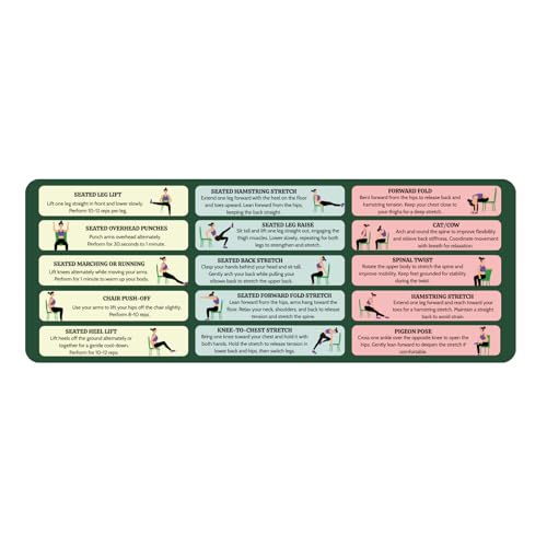 Desk Mat with Chair Yoga Guide, Large Mouse Pad for Keyboard and Mouse, 31.5"x11.8" Extended Office Desk Pad with Stitched Edges, Non-Slip Rubber Base Desktop Accessories for Office - color: Yoga, size: 31.5L x 11.8W inches