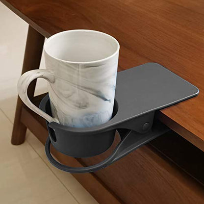 Dirza Clip On Cup Holder for Office Chair Table Desk Side to Hold Coffee Water Drink Beverage Soda Tea Grey - color: Grey