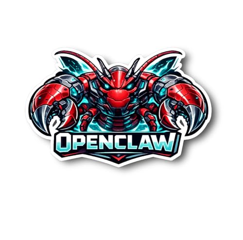 OpenClaw Vinyl Decal Sticker | Red Robot Lobster Design | Gaming Decor | Cyberpunk Style | Unique Wall Art | Collector's Item - size: 6-inch