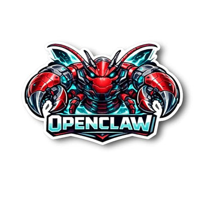 OpenClaw Vinyl Decal Sticker | Red Robot Lobster Design | Gaming Decor | Cyberpunk Style | Unique Wall Art | Collector's Item - size: 3-inch