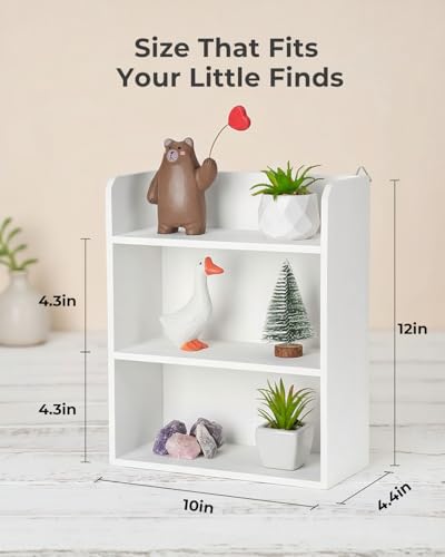 3-Tier Trinket Shelf, 10" x 12" Small Display Shelf for Wall or Countertop, Wooden Knick-Knack Shelves for Collectibles, Perfume & Crystal Storage, White - color: White