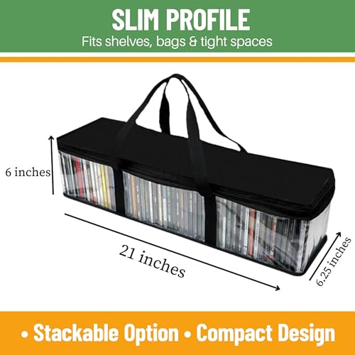 Evelots CD Storage Bags (8 Pack) Clear PVC Plastic Media Carrying Case with Zipper - Holds 400 CDs Total - Strong Handles - Protects CDs, Video Games, Music from Dirt & Moisture - size: 8-Pack (Holds 400), style: CD Storage Bag