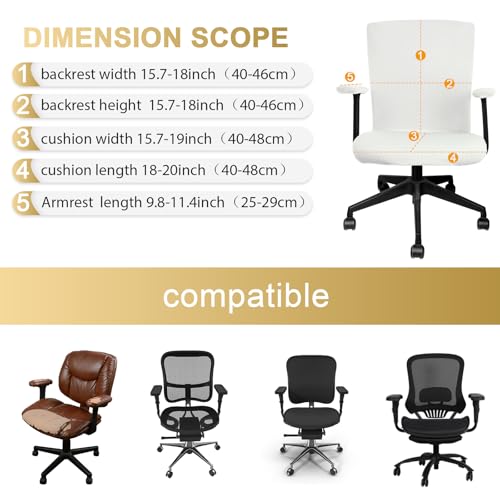 Tallew 4 Pcs Office Chair Covers Set Computer Universal Stretchable Protective Chair Seat Covers Desk Armrest Slipcovers Pads Office Cushion Backrest for Rotating (Cream,Lamb Fleece) - color: Cream