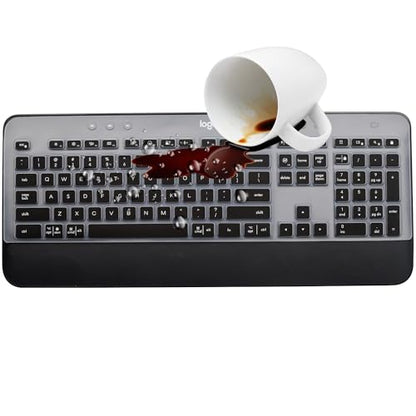 Keyboard Cover Skin for Logitech MK545 MK540 Wireless Keyboard, Logitech MK545 Keyboard Protector, Logitech MK540 Ultra Thin Desktop PC Silicone Clear Keyboard Skin Protector-Black - color: Black