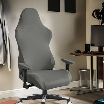 Stretch Gaming Chair Cover, Soft and Comfortable, Dust Protection, Modern Design, for Office Computer Racing Seat(Gray) - color: Grey