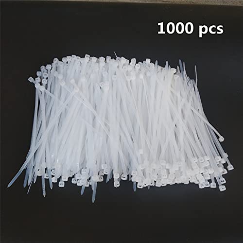 1000 pcs 6 inch Cable Zip Ties Heavy Duty, Premium Plastic Wire Ties with 18 LBS Tensile Strength, UV Resistant Cable Ties, Self-Locking White Nylon Tie Straps - color: White, size: 6 inch ( 3 x 150mm )