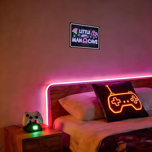 12×8 Inch Neon Aluminum Gaming Sign Wall Art Boys Teen Bedroom | arcade merch,video poster,hobby novelties,teen collectibles,male trinkets,retro accents - color: PM321007, size: 12" x 8"