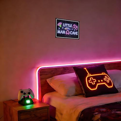 12×8 Inch Neon Aluminum Gaming Sign Wall Art Boys Teen Bedroom | arcade merch,video poster,hobby novelties,teen collectibles,male trinkets,retro accents - color: PM321007, size: 12" x 8"