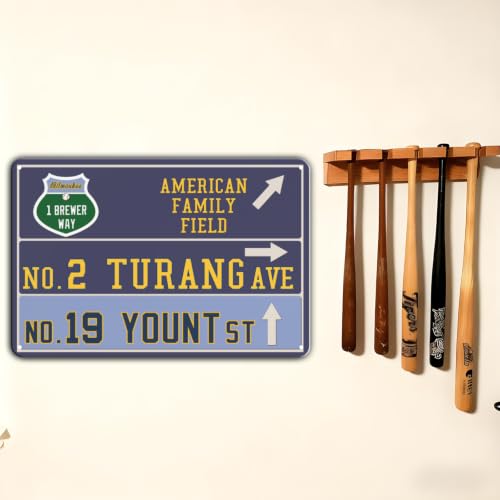 12” x 8” Brewer Wall Decor Art Poster, Milwaukee Baseball Metal Tin Sign, Brewer Gifts for Boys Men Home Room Decor - color: team 9
