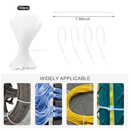137PCS Cable Management Kit 4 Cable Sleeve Split 100 Cable Zip Ties 10 Cable Clips 15 Adhesive Wall Cable Tie 10 Cable Zip Tie for TV Computer Office Home Under Desk - color: White